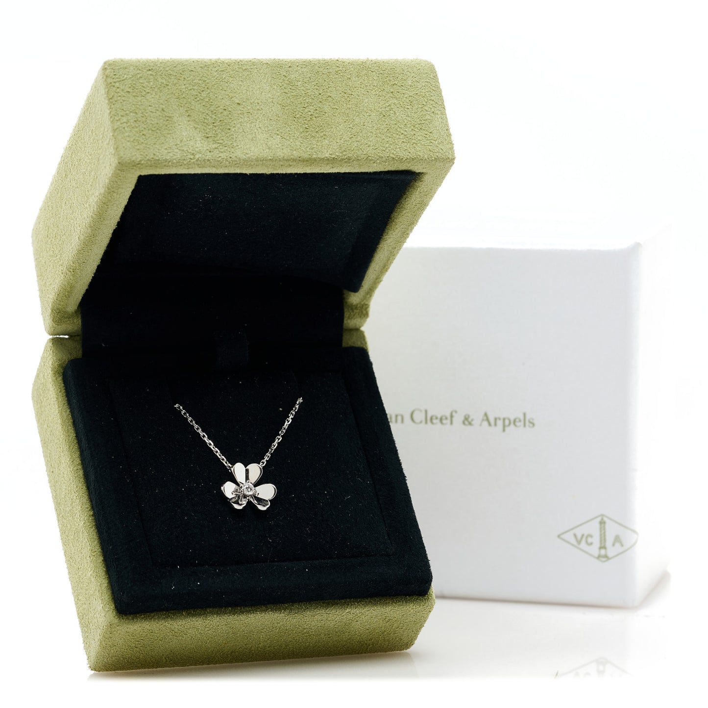 18K White Gold Diamond Mini Frivole Pendant Necklace