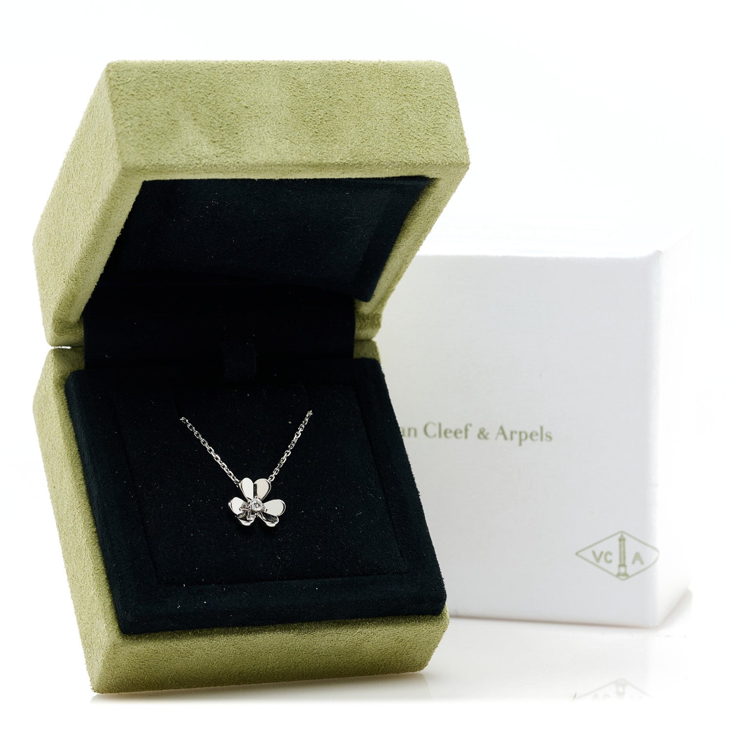 Van Cleef & Arpels 18K White Gold Diamond Mini Frivole Pendant Necklace 6 of 6