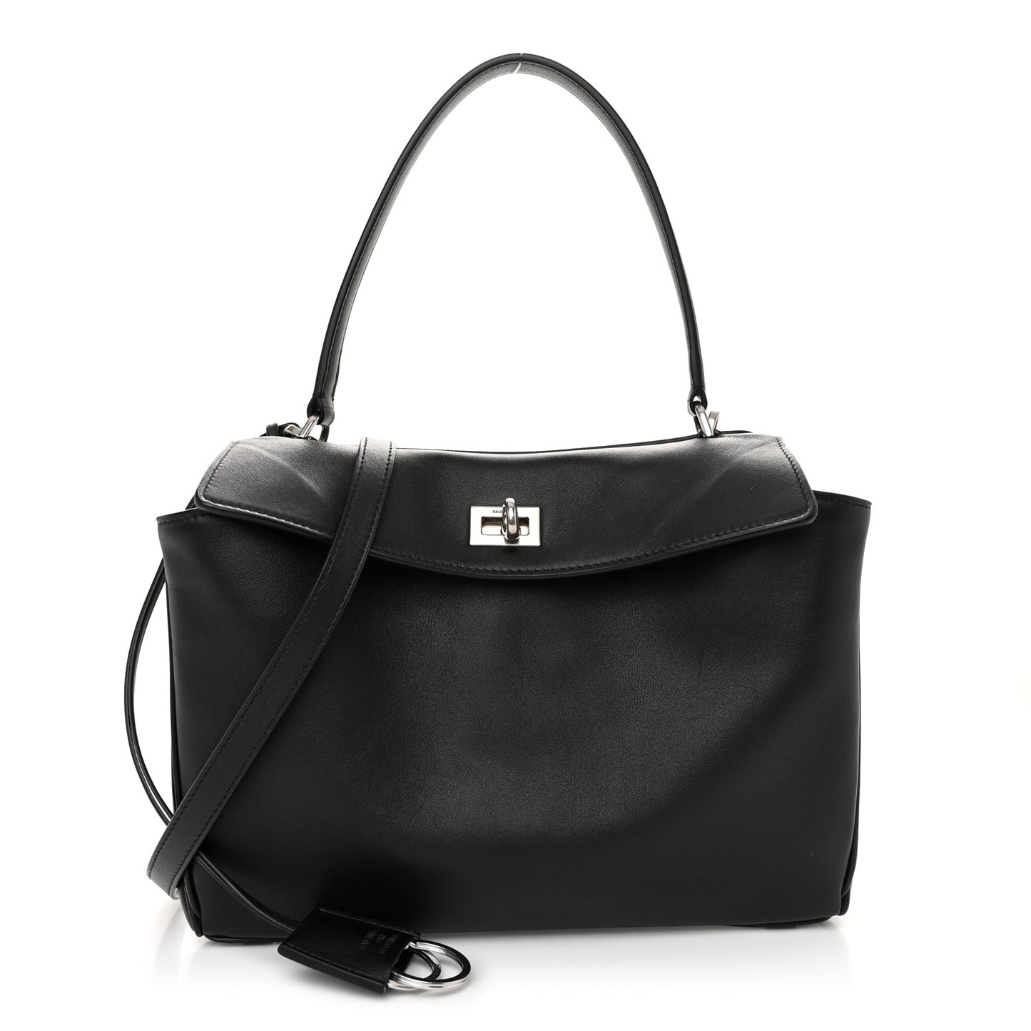 Natural Smooth Calfskin Small Rodeo Top Handle Handbag Black