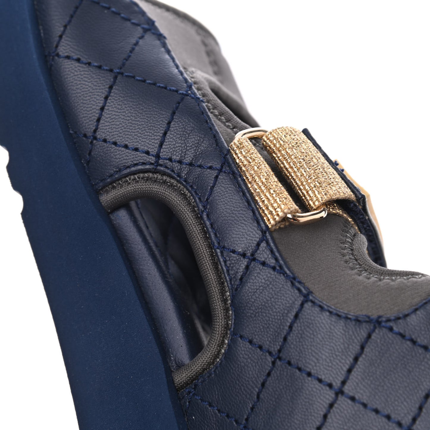 Goatskin Fabric Gladiator Sandals 36 Navy Blue Light Grey Yellow