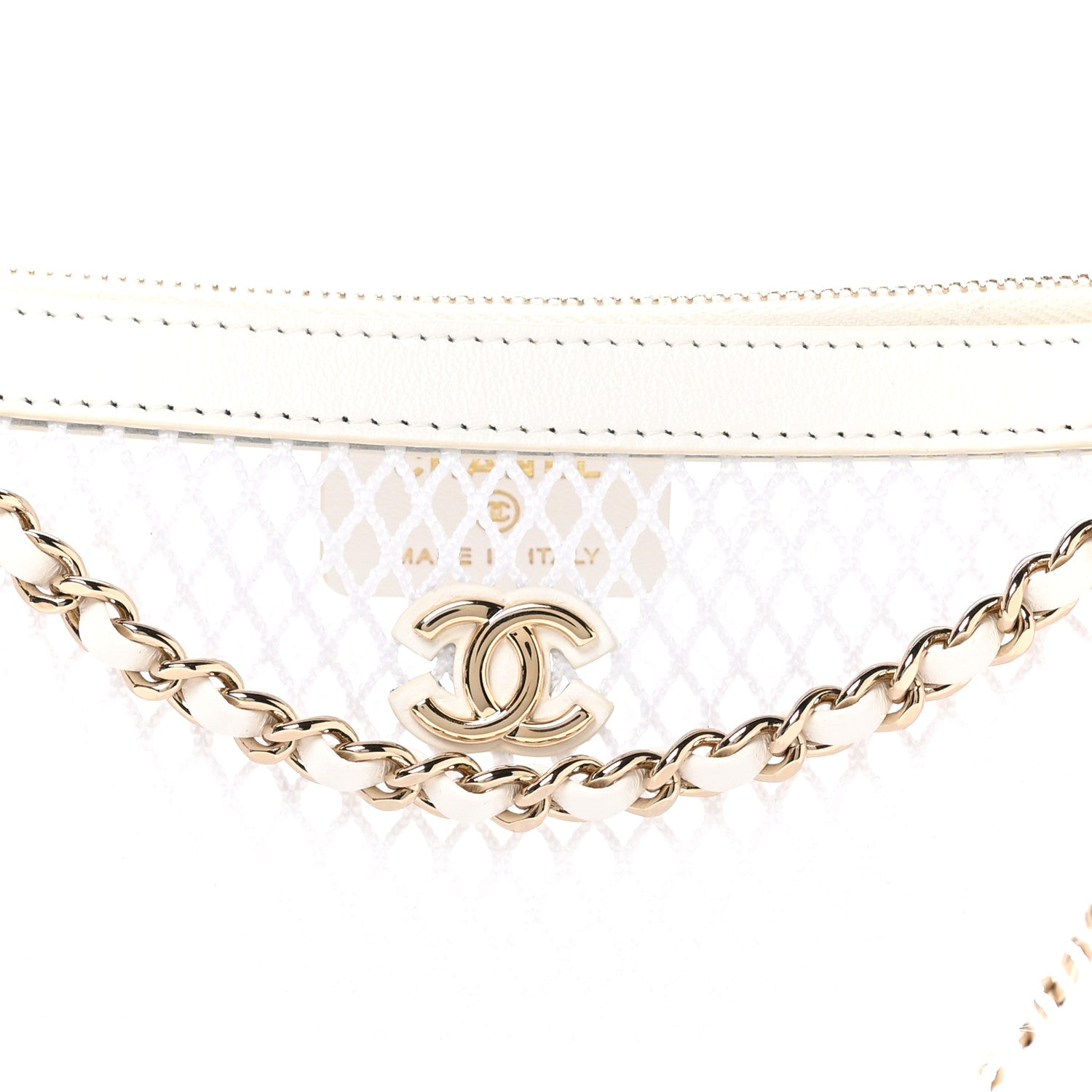 Chanel Mesh Shiny Lambskin Chain Hobo White 9 of 11