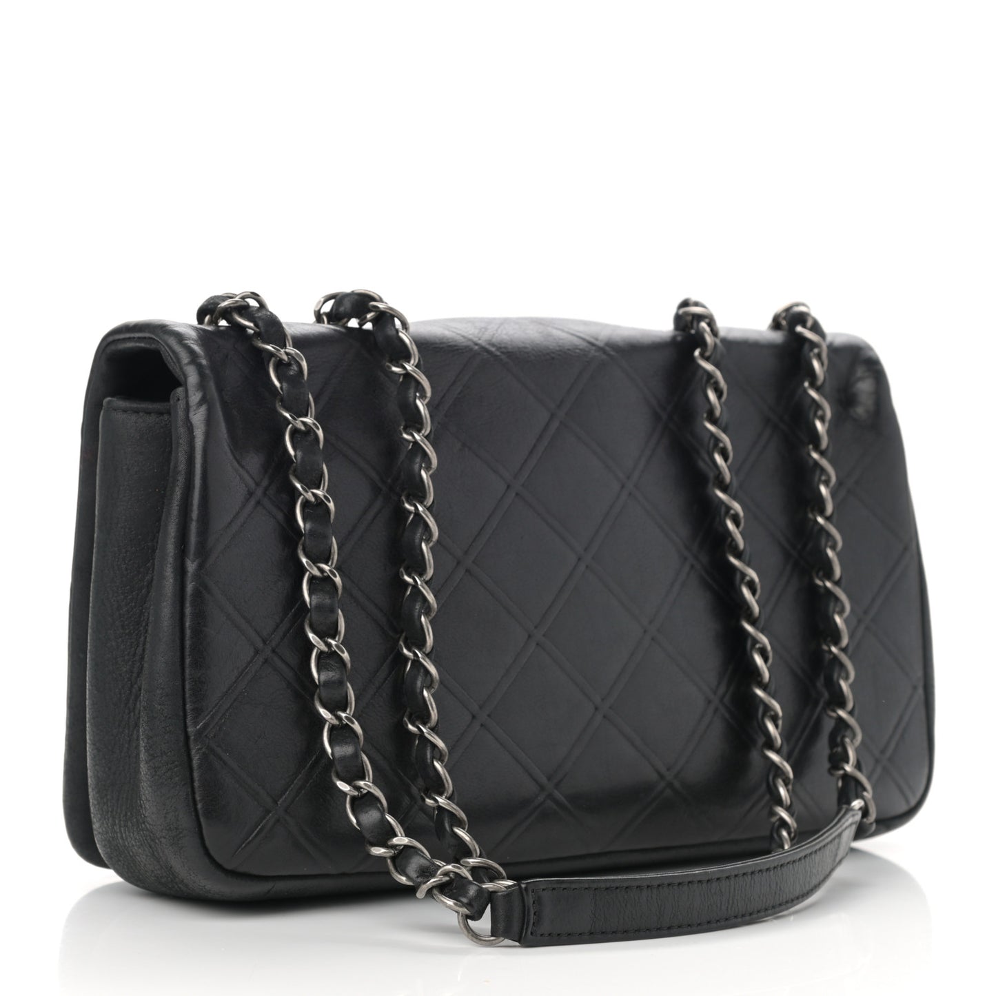 Calfskin Diamond Embossed New Chic Flap Black
