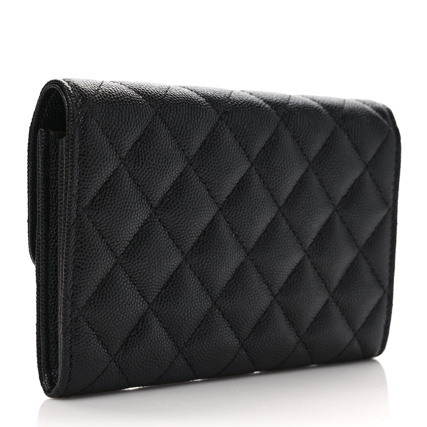 Chanel Caviar Quilted Large Gusset Flap Wallet Black 3 of 7