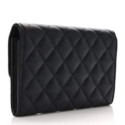 Chanel Caviar Quilted Large Gusset Flap Wallet Black 3 of 7