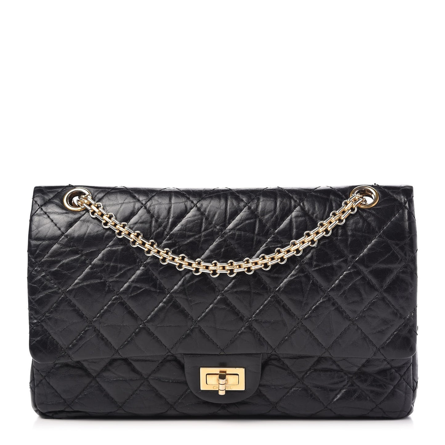 Aged Calfskin Quilted 2.55 Reissue 226 Flap Black
