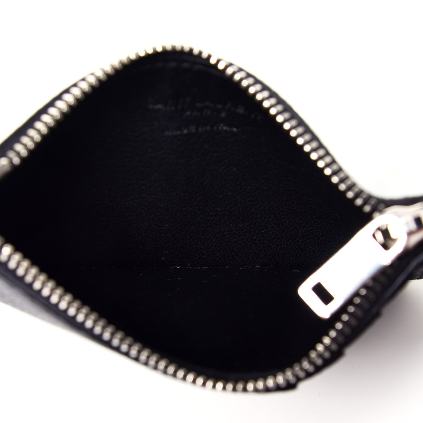 Grained Calfskin 5 Fragments Zip Pouch Card Holder Black