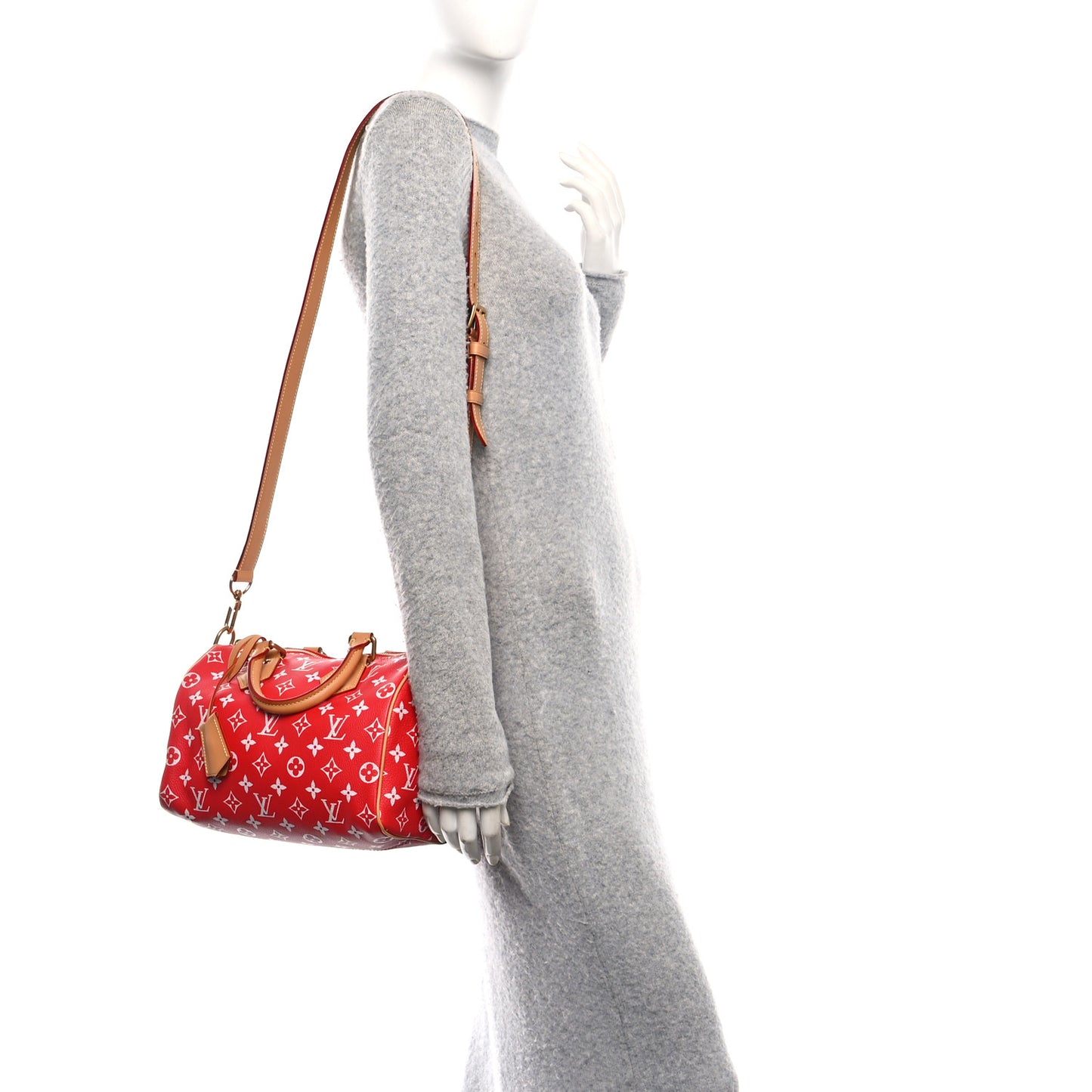 Soft Calfskin Monogram Speedy P9 Bandouliere 25 Red