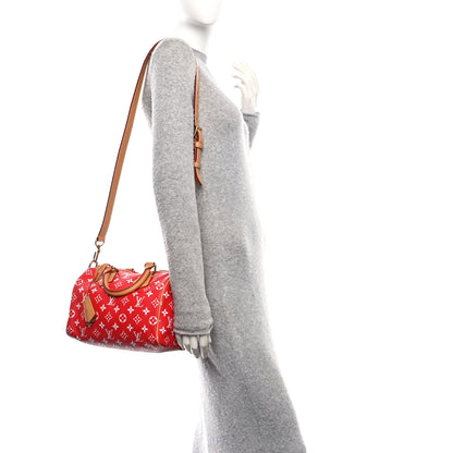Louis Vuitton Soft Calfskin Monogram Speedy P9 Bandouliere 25 Red 2 of 10