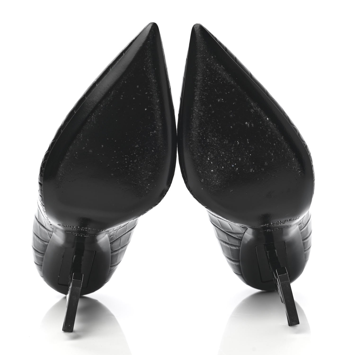 Saint Laurent Calfskin Crocodile Embossed Opyum 110 Pumps 35.5 Black 5 of 10