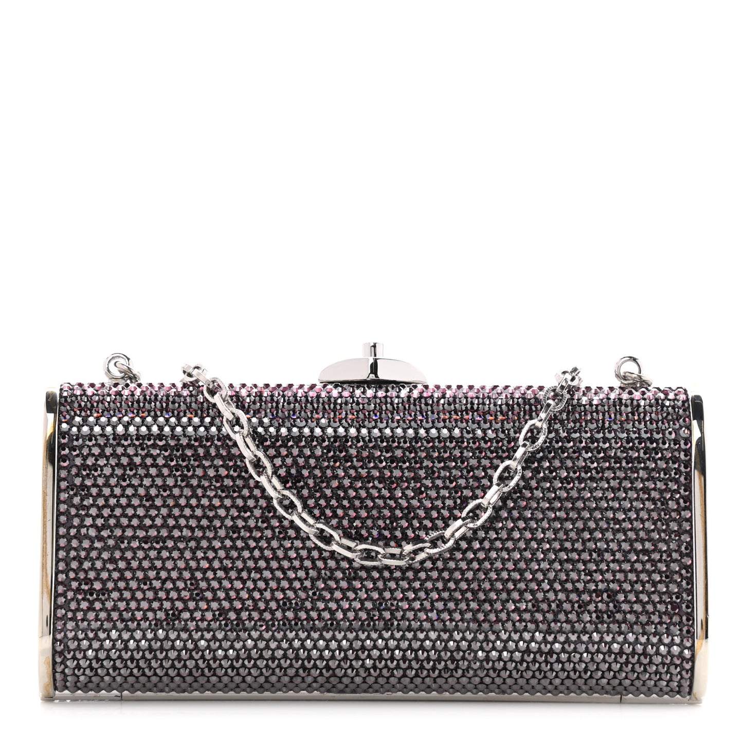Swarovski Crystal Minaudiere Clutch Silver Purple