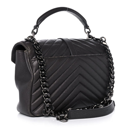 Saint Laurent Sheepskin Matelasse Chevron Monogram Medium College Bag Asphalt 3 of 12