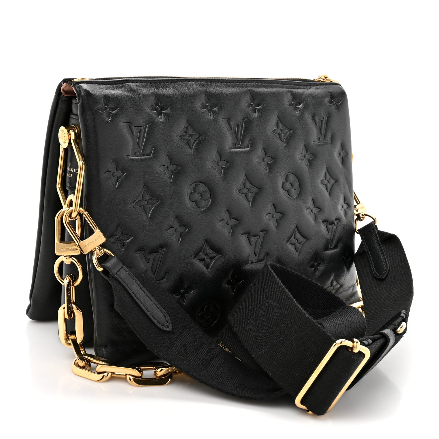 Lambskin Embossed Monogram Coussin PM Black