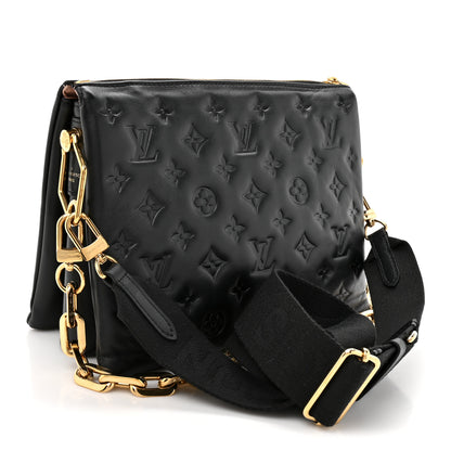Louis Vuitton Lambskin Embossed Monogram Coussin PM Black 3 of 11