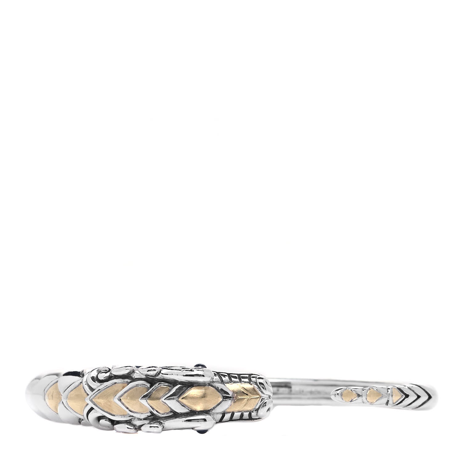 John Hardy Sterling Silver 18K Yellow Gold Blue Sapphire Legends Naga Dragon Cuff Bracelet 3 of 5