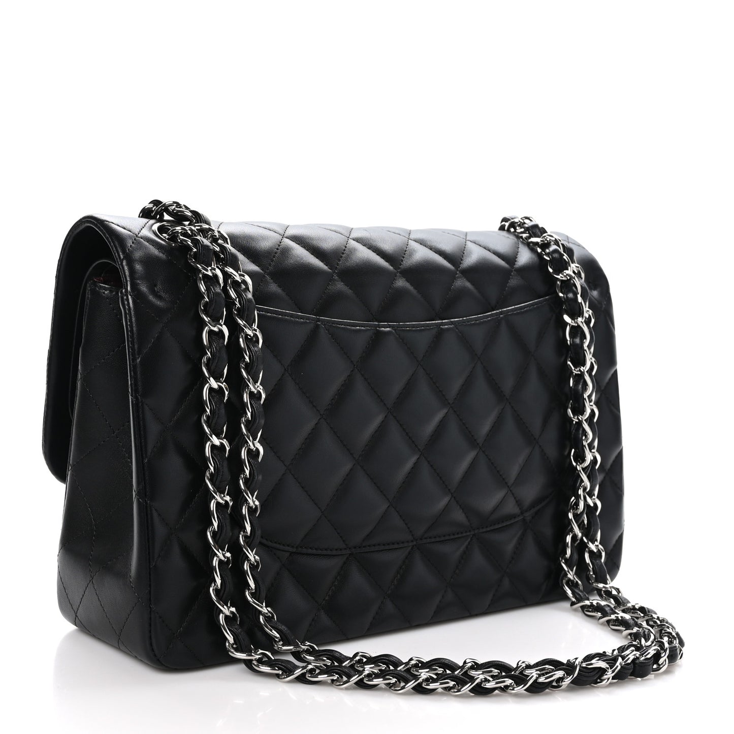 Lambskin Quilted Jumbo Double Flap Black