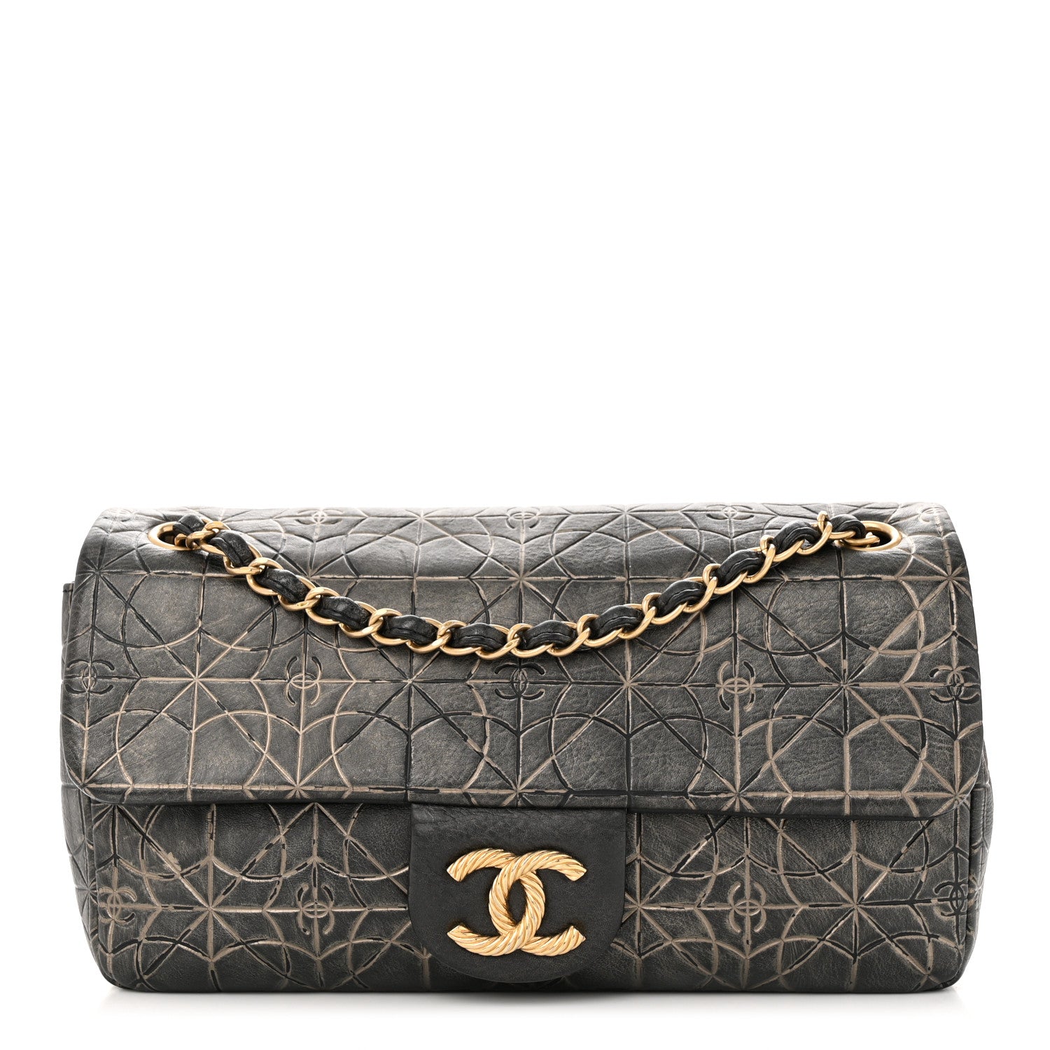 Chanel Metallized Effect Embossed Calfskin Quilted Paris Moscou Moujik Flap Black 1 of 12