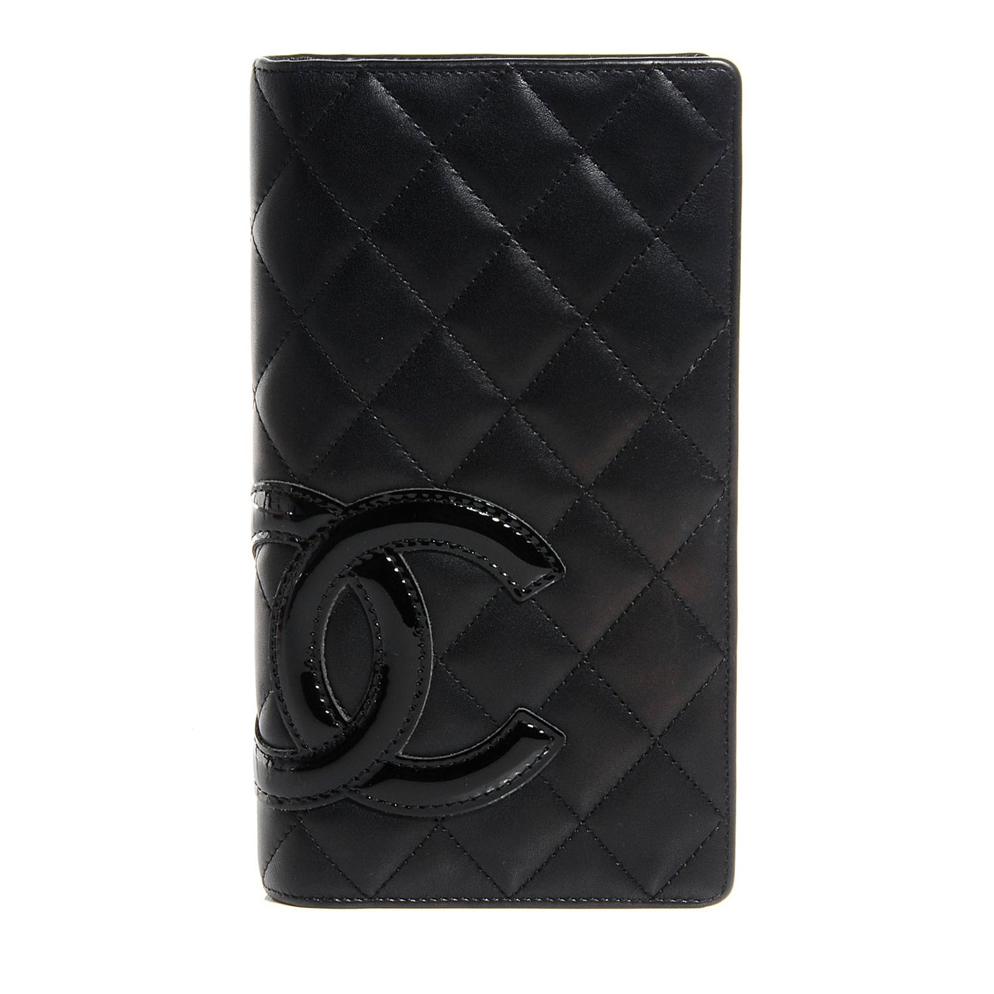 Calfskin Quilted Cambon Yen Wallet Black