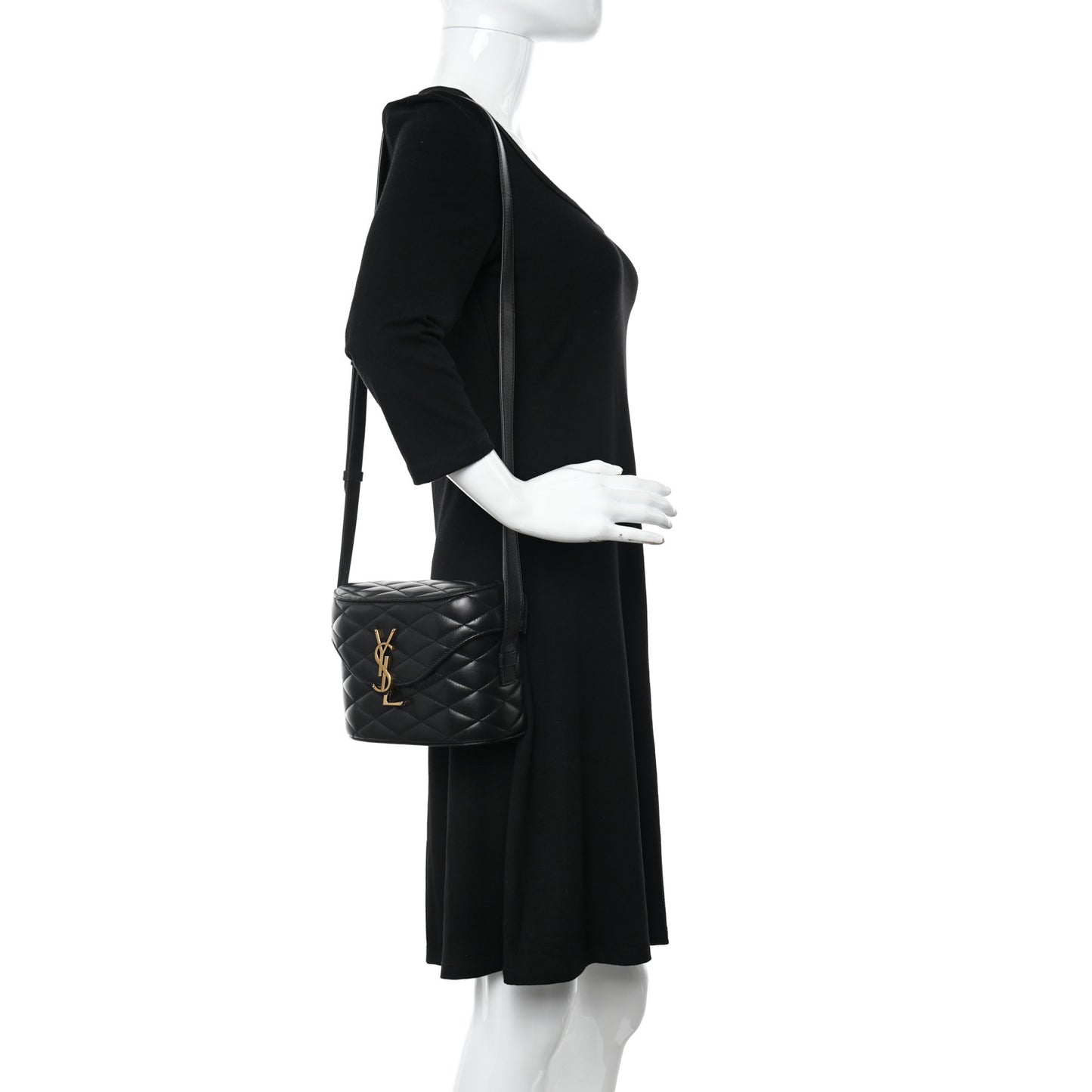Lambskin Quilted Monogram June Box Bag Black