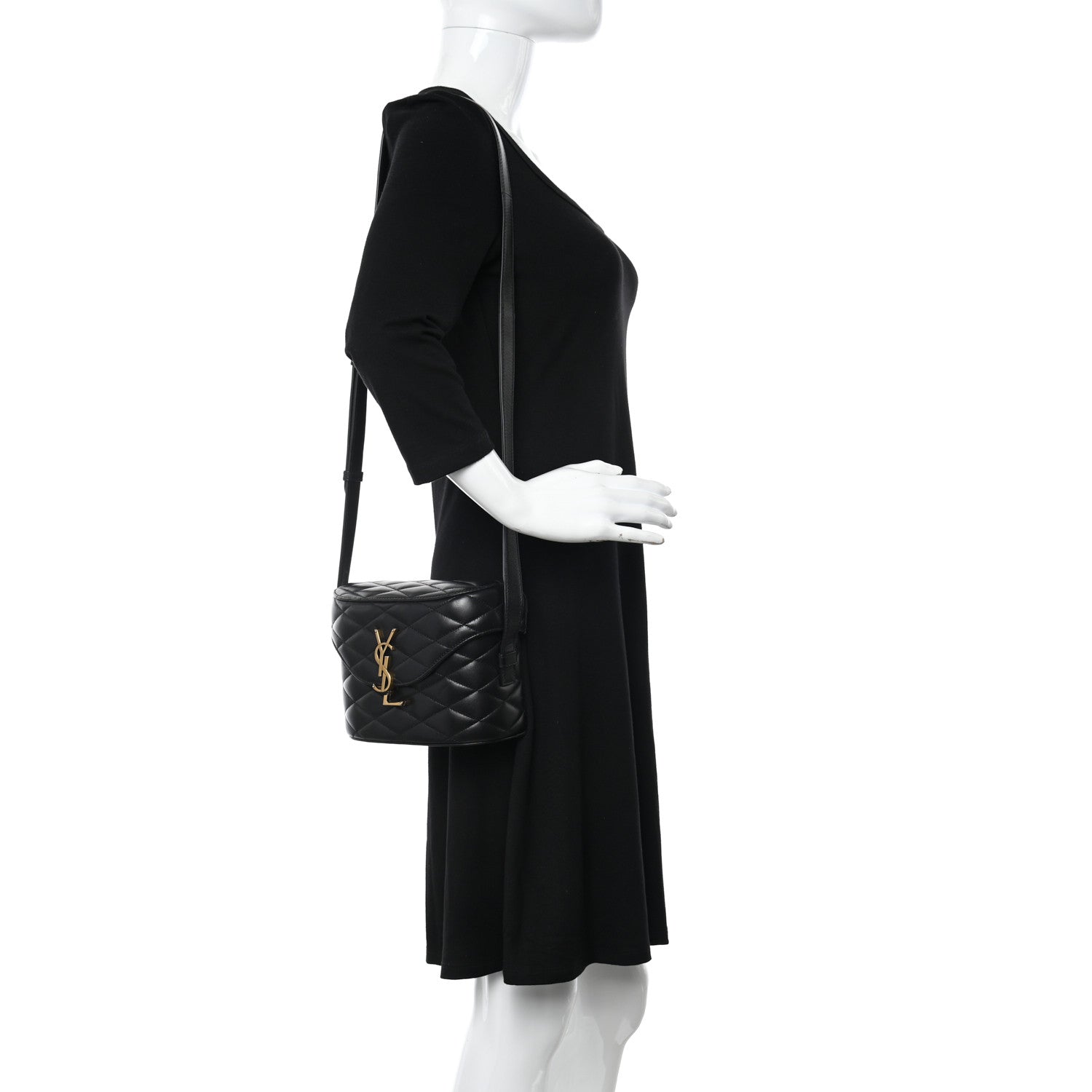 Saint Laurent Lambskin Quilted Monogram June Box Bag Black 2 of 14