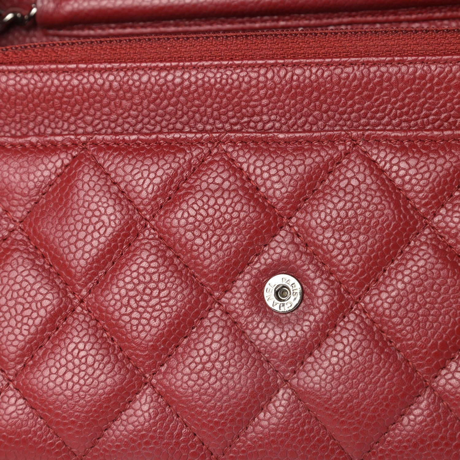 Chanel Caviar Quilted Wallet On Chain WOC Red 7 of 8