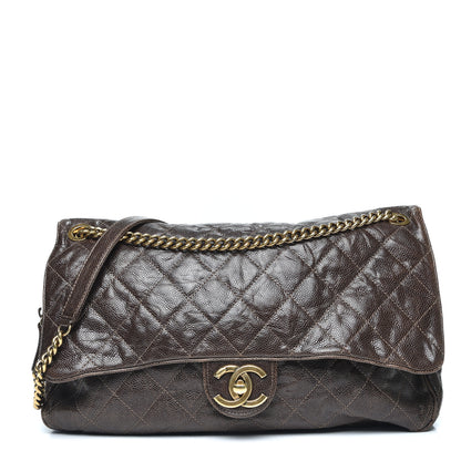 Chanel Crumpled Grained Calfskin Quilted Maxi Shiva Flap Brown 1 of 8
