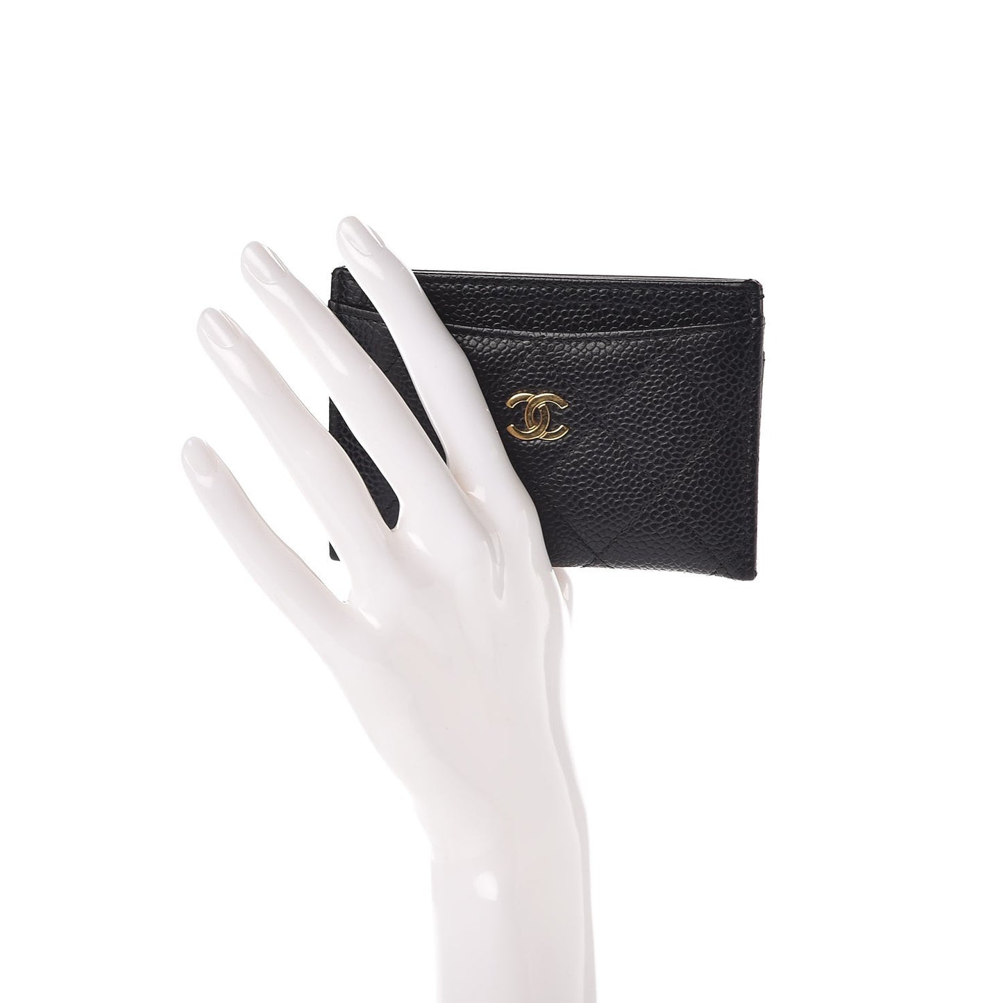 Caviar Quilted Card Holder Black