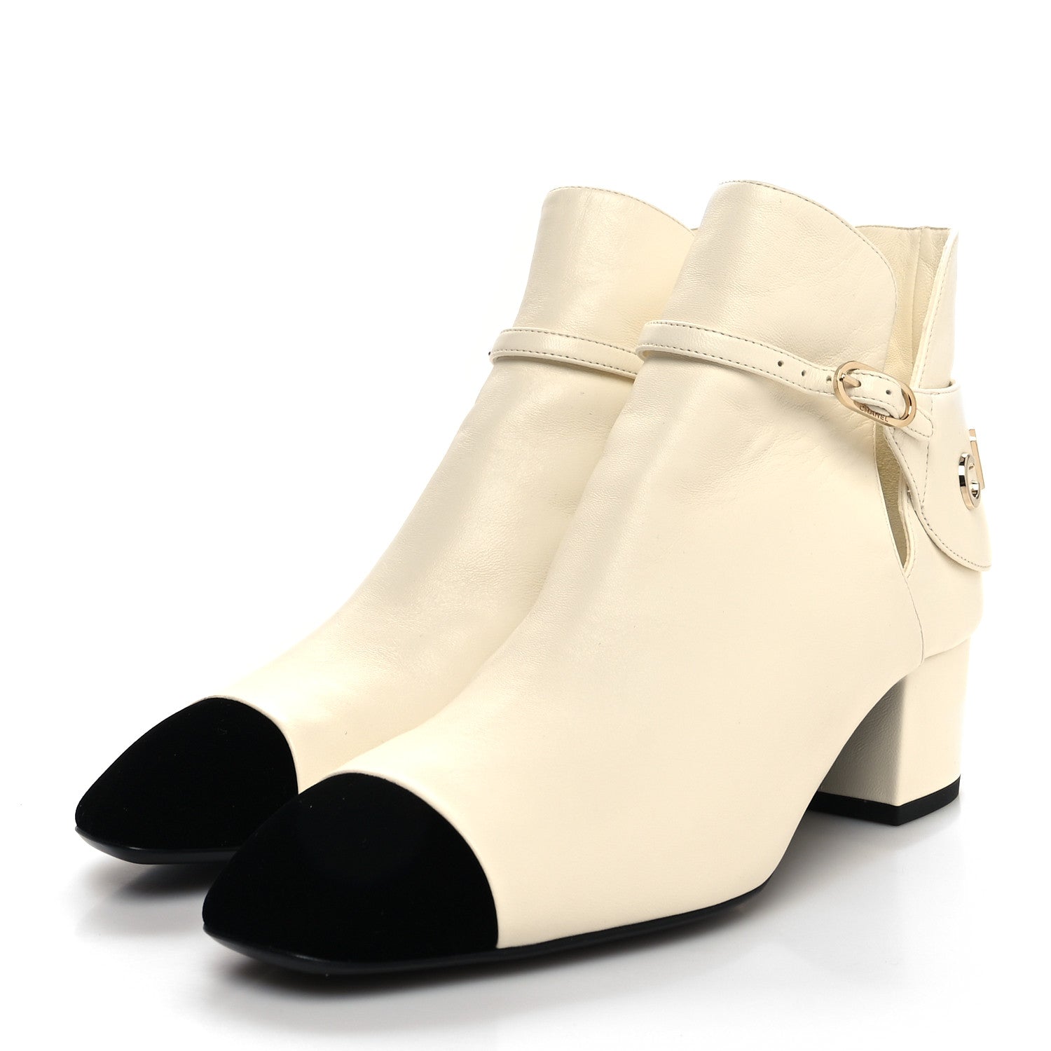 Chanel Lambskin Velvet Cap Toe Short Ankle Boots 37.5 White 3 of 8