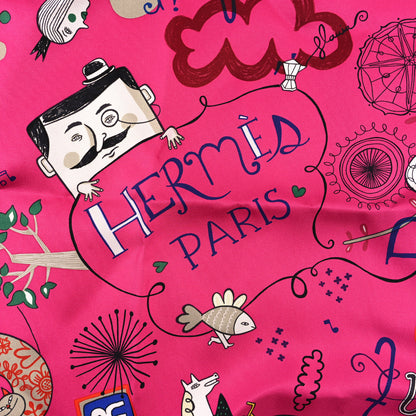 Hermes Silk Les Confessions Scarf 90 Fuchsia 2 of 4