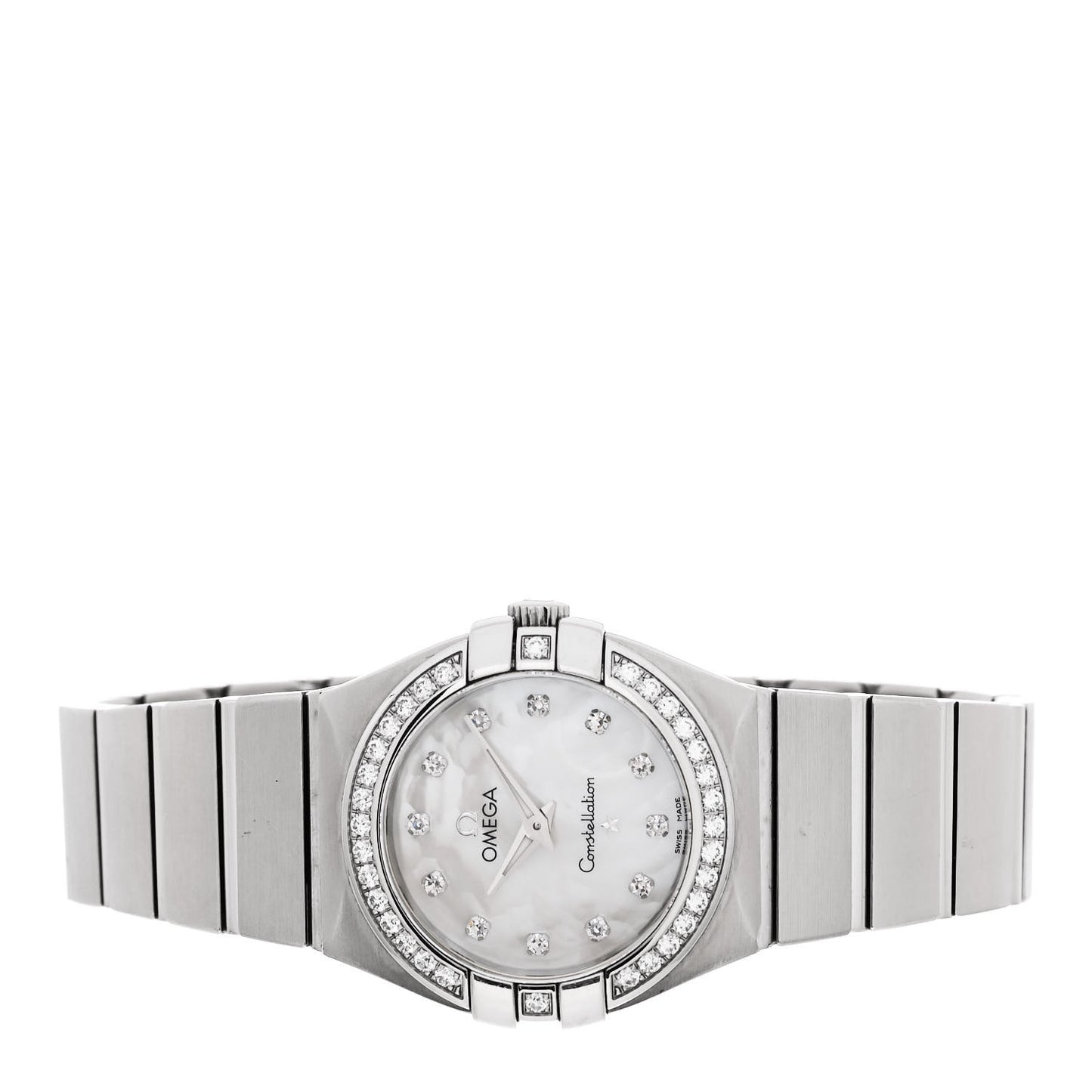 Stainless Steel Diamond Bezel Mother of Pearl 27mm Constellation Quartz Watch 123.15.27.60.55.001