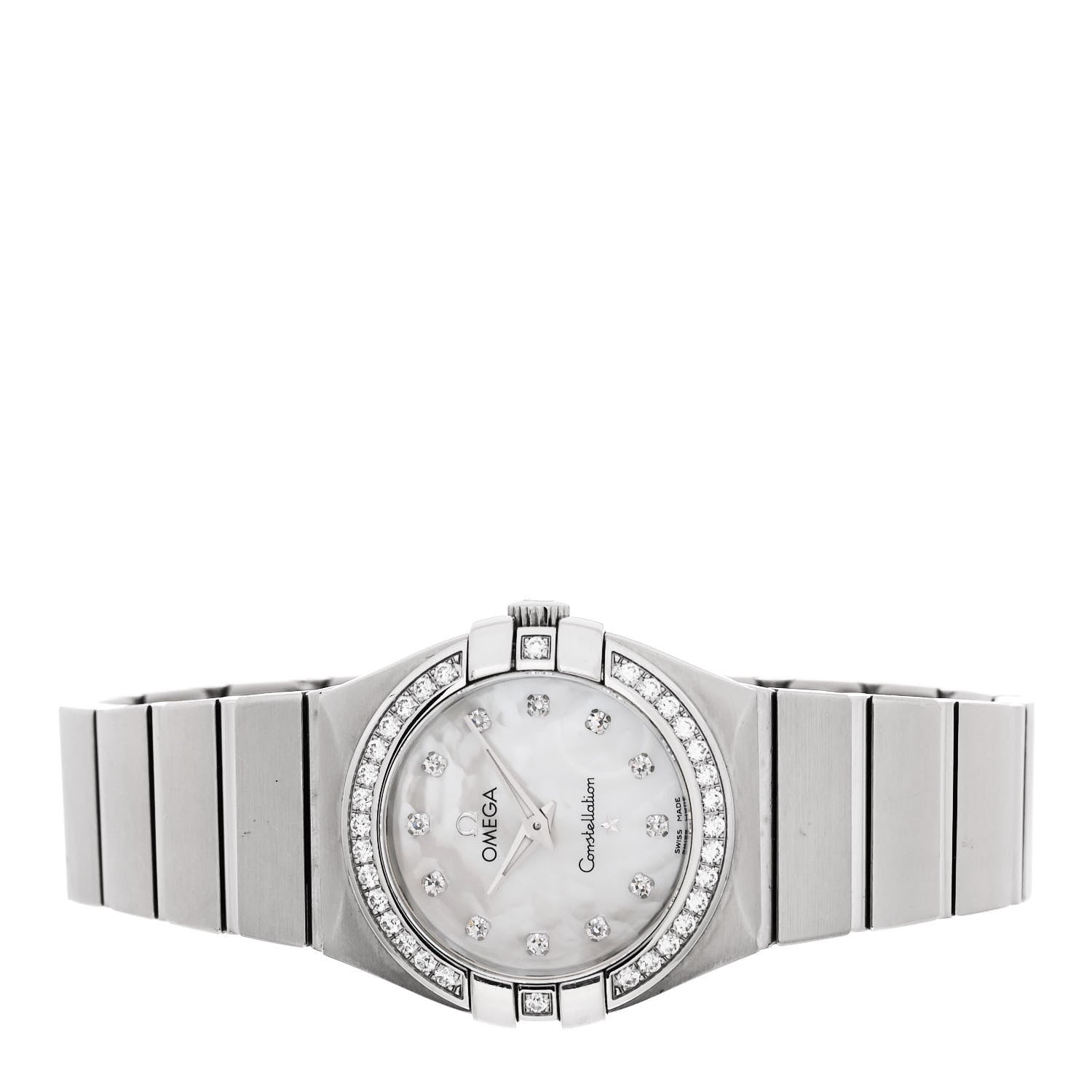 Omega Stainless Steel Diamond Bezel Mother of Pearl 27mm Constellation Quartz Watch 123.15.27.60.55.001 2 of 4