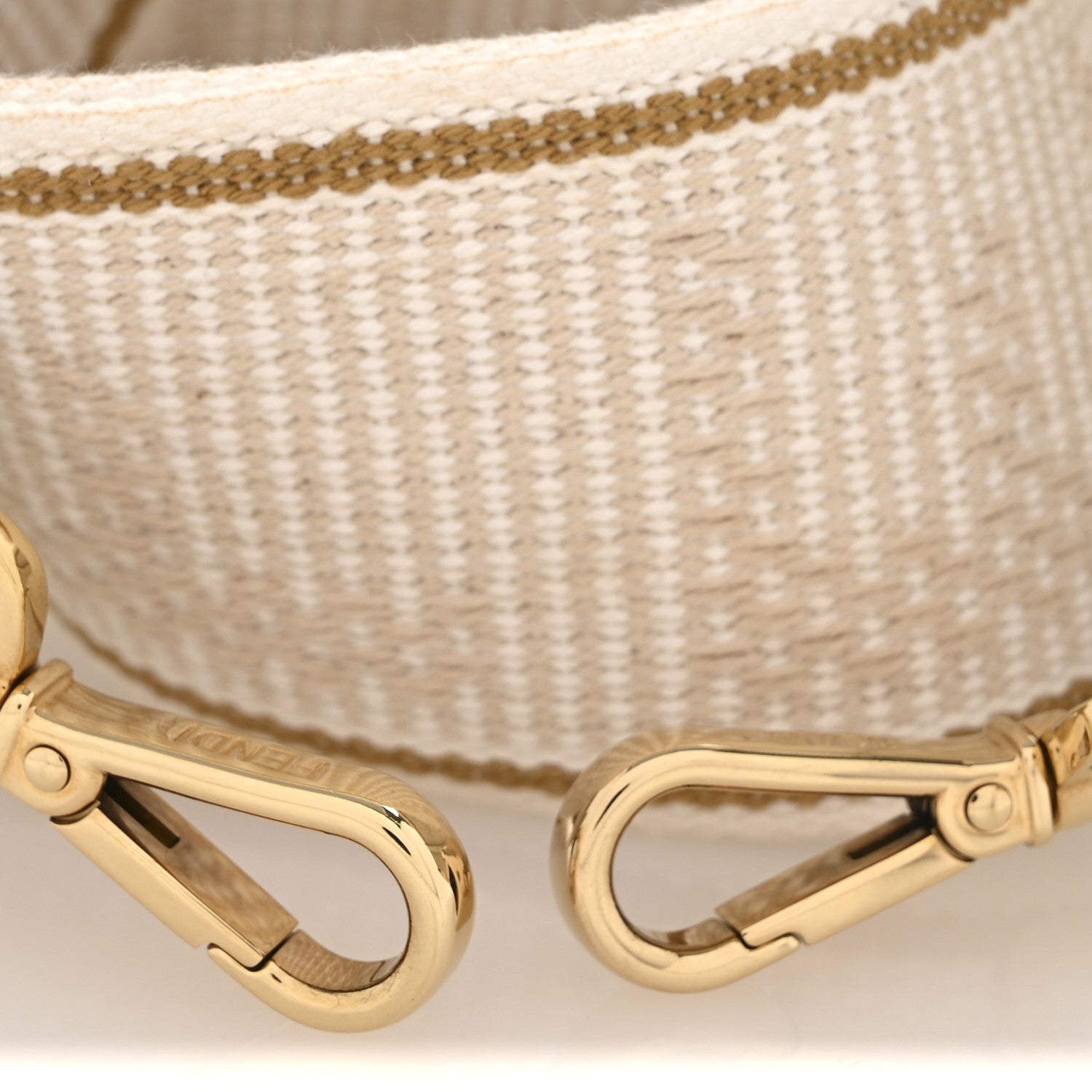 Fendi Cannete Ribbon Poly Vitello Century Logo Adjustable Strap You White Garza Ecru 3 of 7