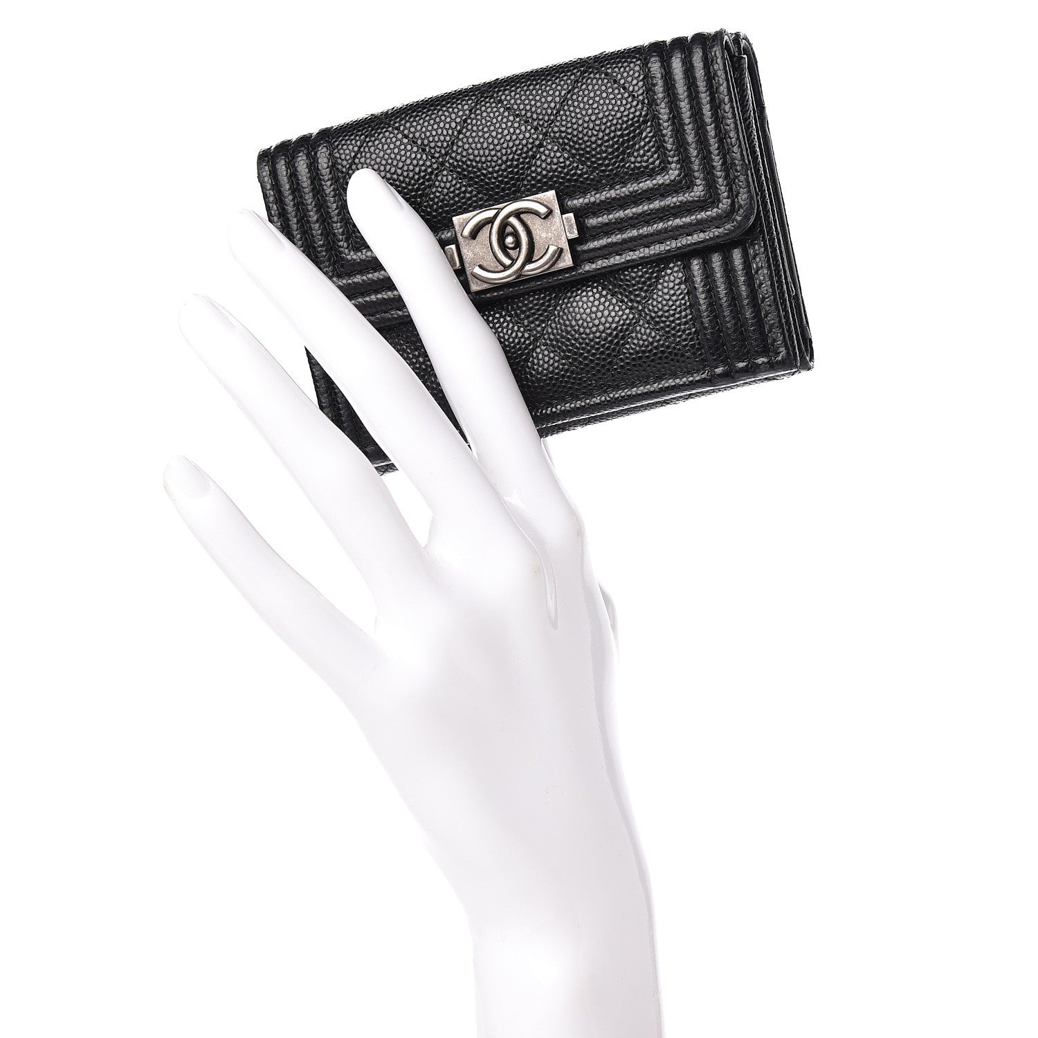 Chanel Caviar Quilted Small Boy Flap Wallet Black 2 of 12