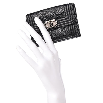 Chanel Caviar Quilted Small Boy Flap Wallet Black 2 of 12