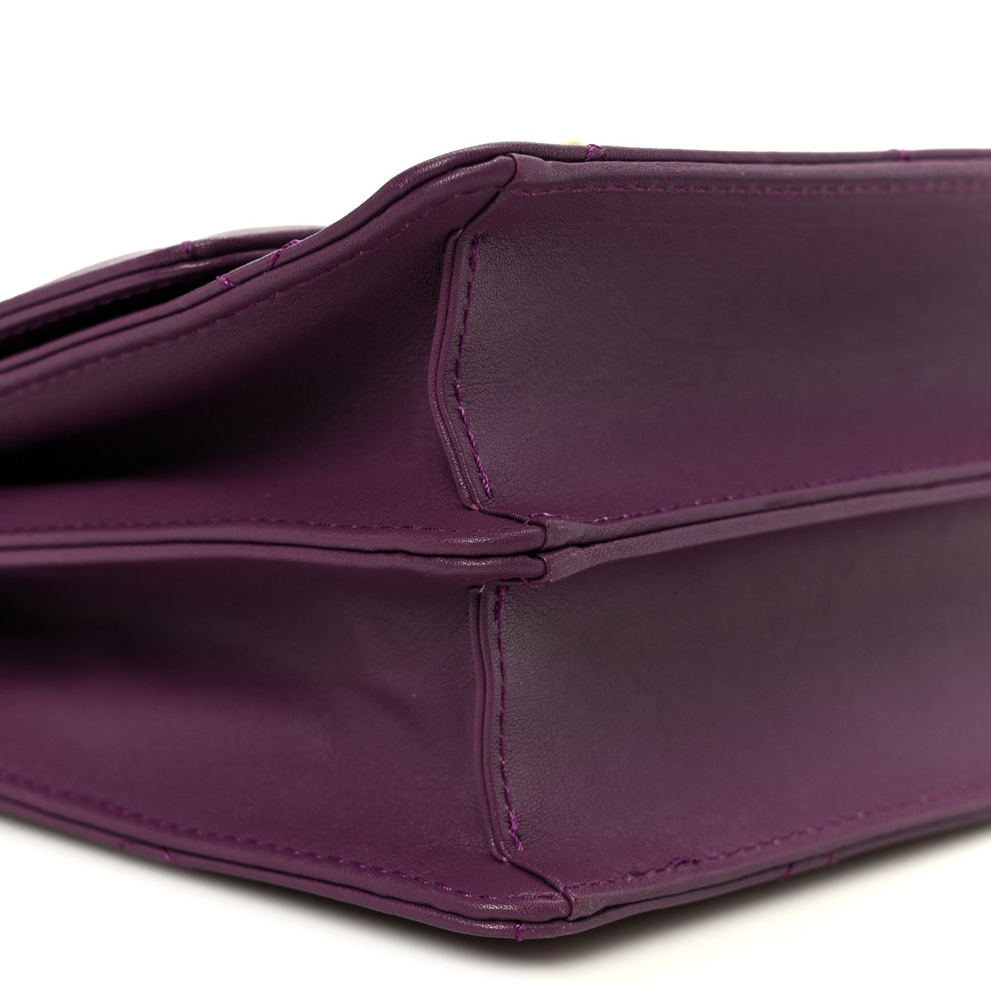 Calfskin Resin Quilted Mini Flap Purple