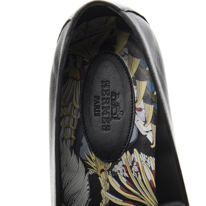 Hermes Goatskin Womens Ancora Moccasin Loafers 37.5 Black 6 of 9