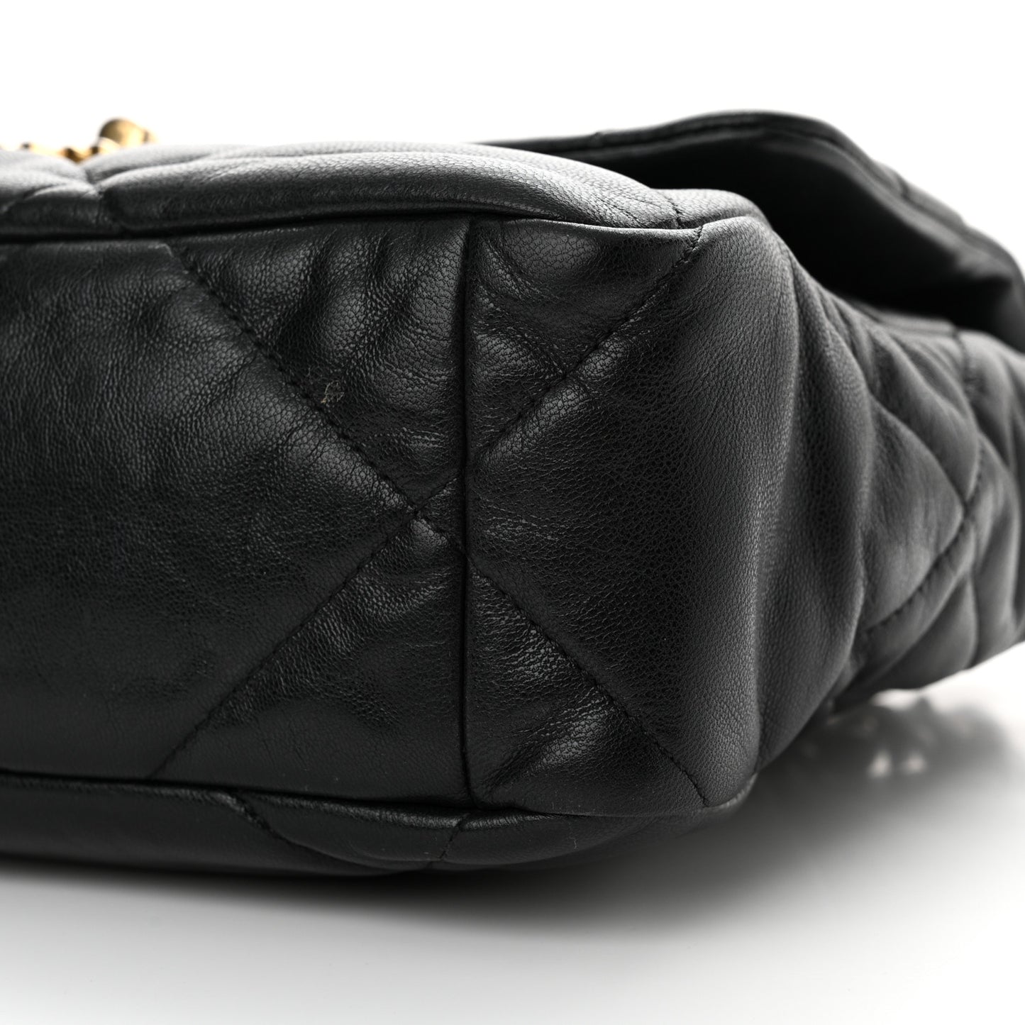 Shiny Goatskin Quilted Large Chanel 19 Flap Black