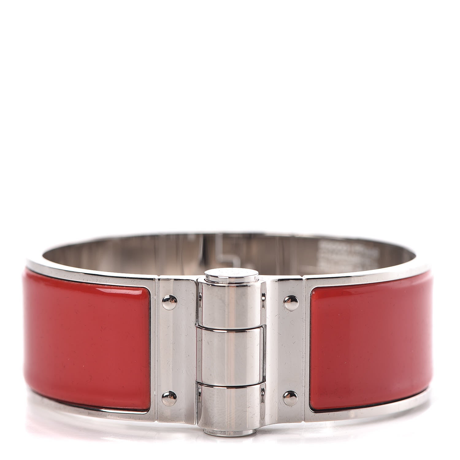 Hermes Enamel Charniere Uni Wide Hinged Bracelet S Rouge Amarante 1 of 5