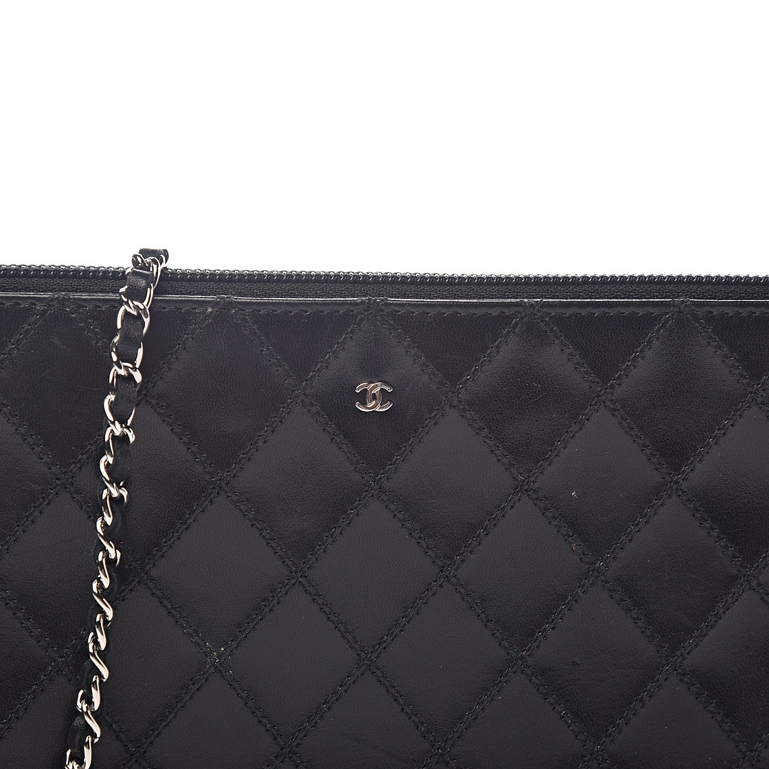Chanel Lambskin Diamond Stitched Shoulder Bag Black 10 of 10