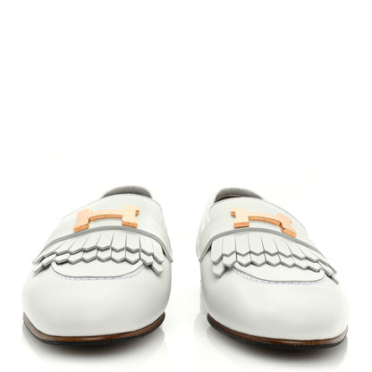 Hermes Calfskin Womens Royal Loafers 38 White 3 of 7