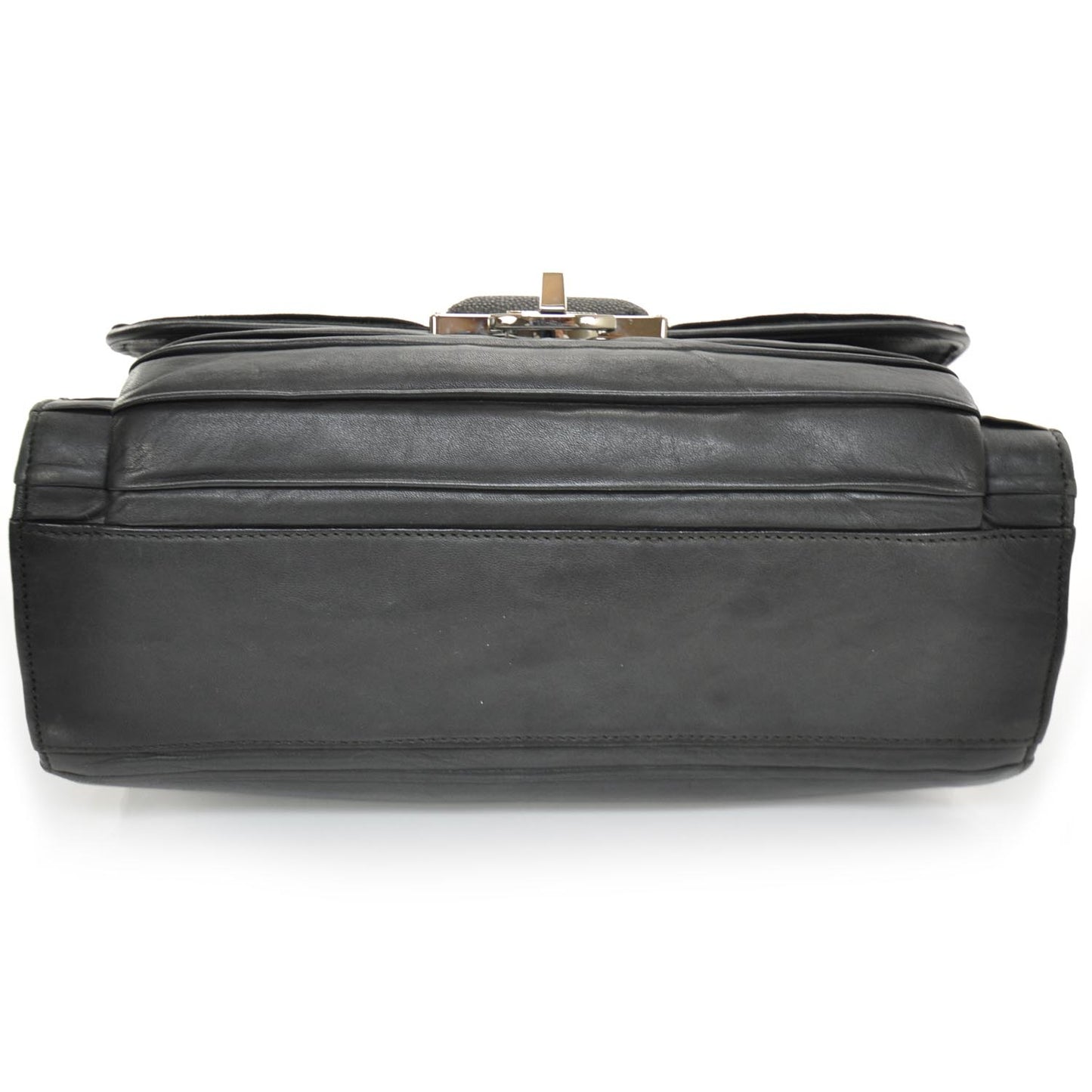 Leather Suede Stingray Cherche Midi Chain Link Bag Black