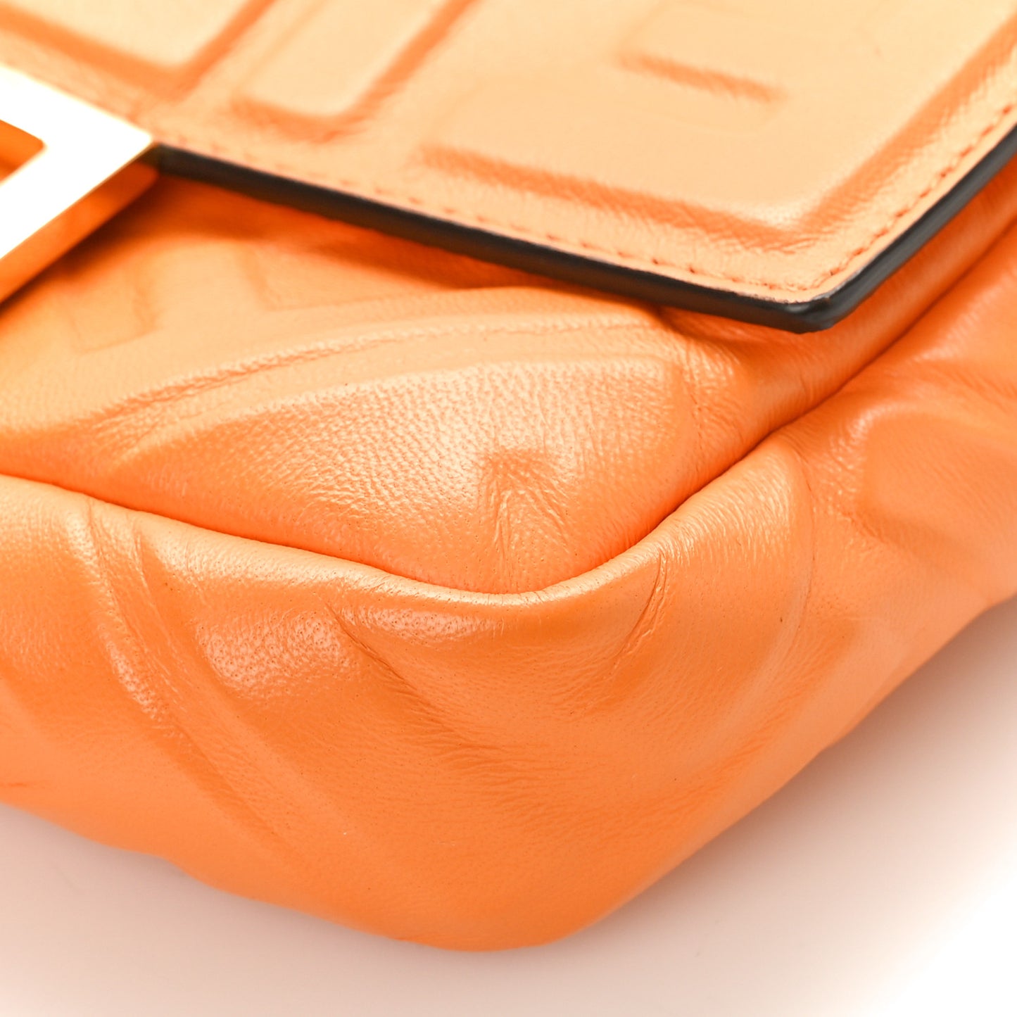 Nappa FF 1974 Embossed Mini Baguette Clementine