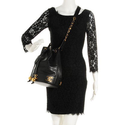 Chanel Caviar CC Drawstring Shoulder Bag Black 2 of 7