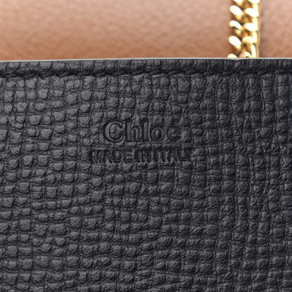 Chloe Grained Calfskin Lambskin Mini Bi-Color Drew Shoulder Bag Black Caramel 6 of 9