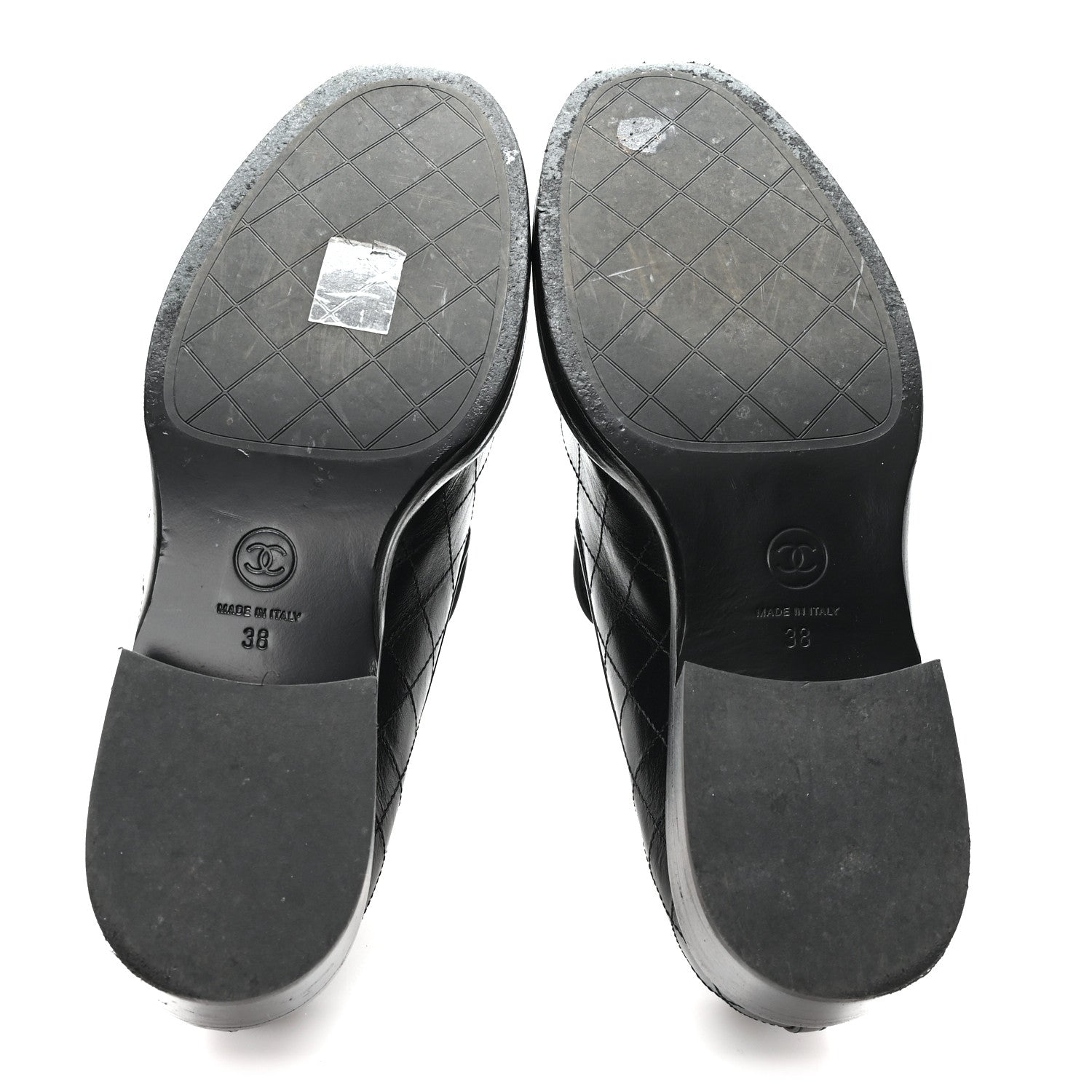 Chanel Calfskin Stitched CC Loafers 38 Black 6 of 10
