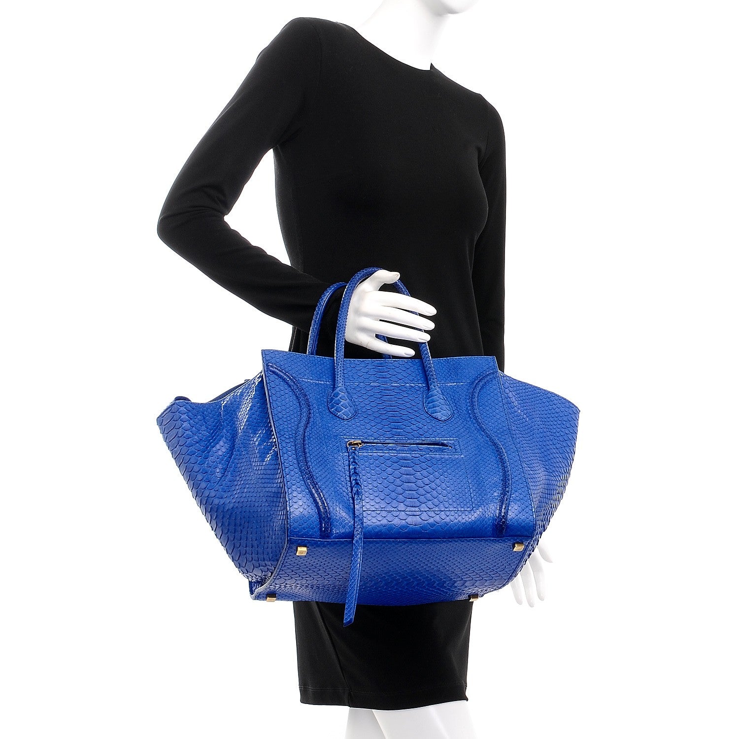 Celine Python Medium Phantom Luggage Blue 2 of 8