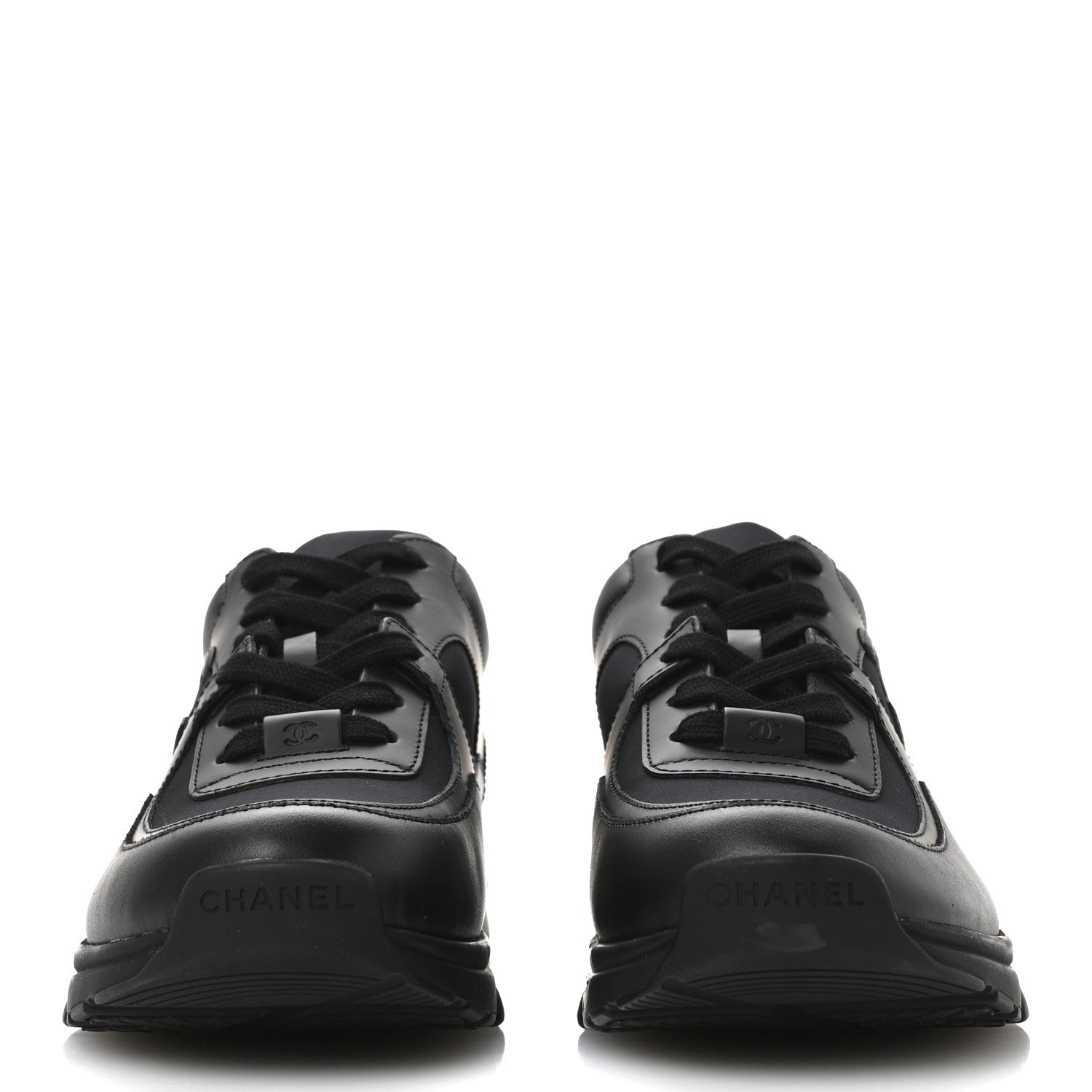 Chanel Calfskin Lambskin CC Uniform Sneakers 42 Black 3 of 8
