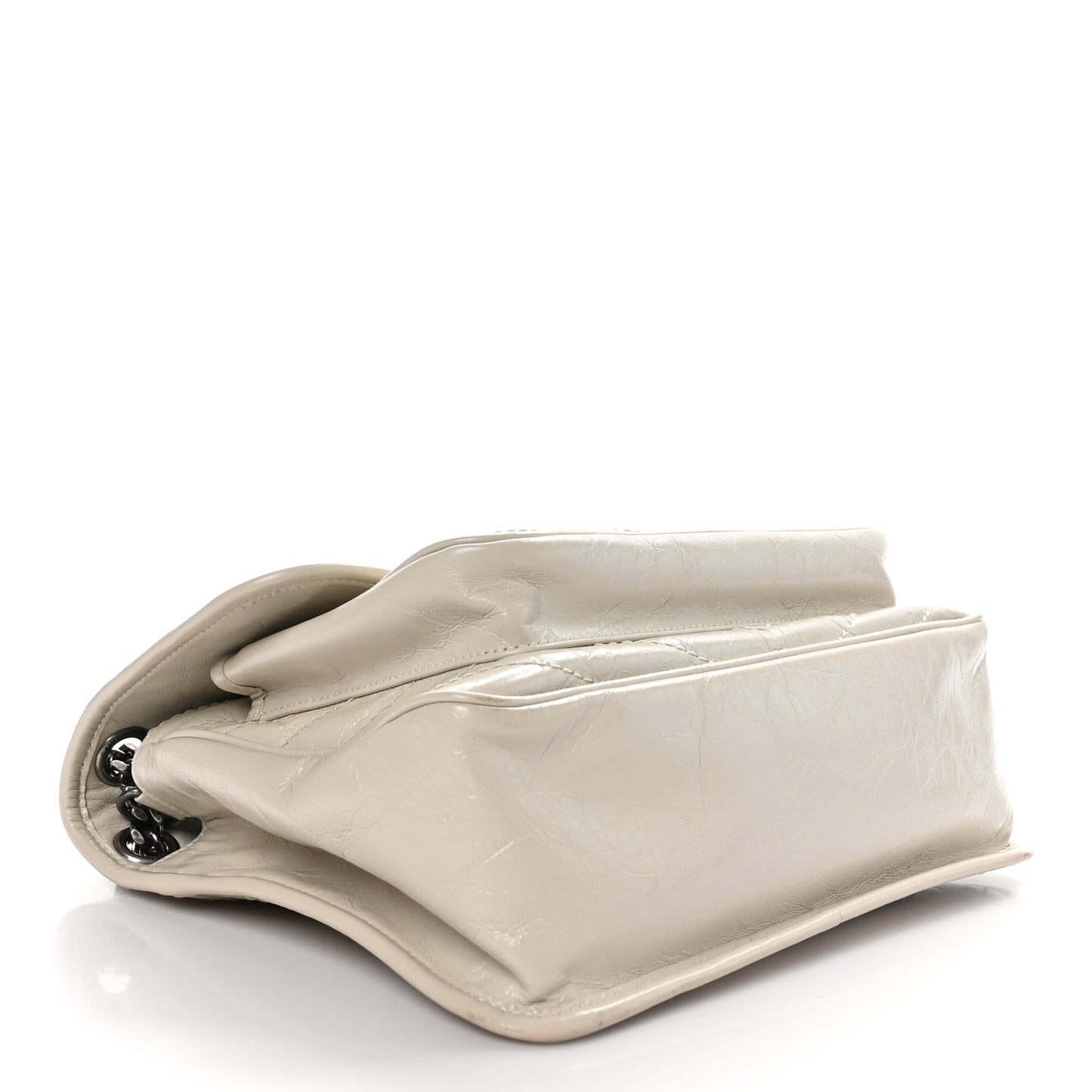 Crinkled Calfskin Matelasse Monogram Medium Niki Chain Satchel Ivory