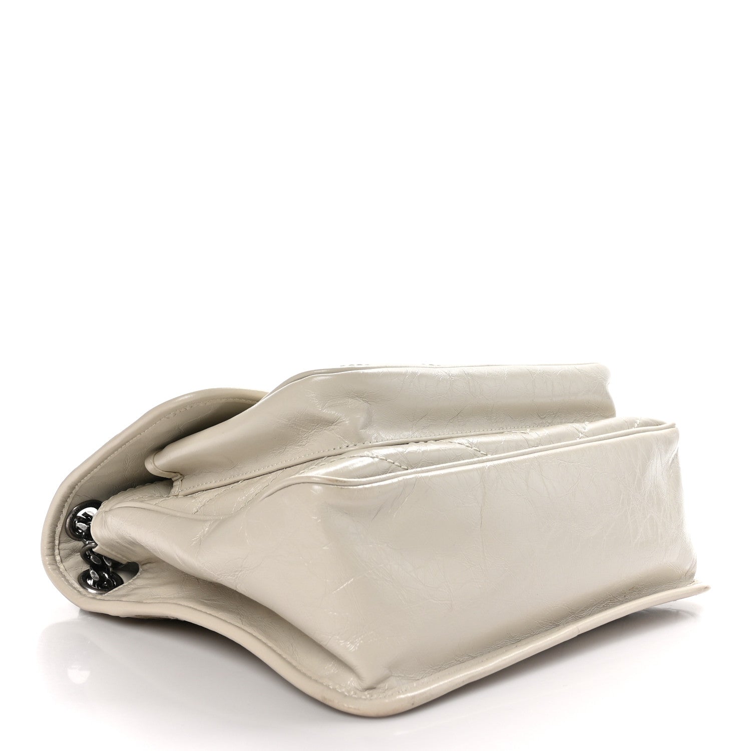 Saint Laurent Crinkled Calfskin Matelasse Monogram Medium Niki Chain Satchel Ivory 4 of 11