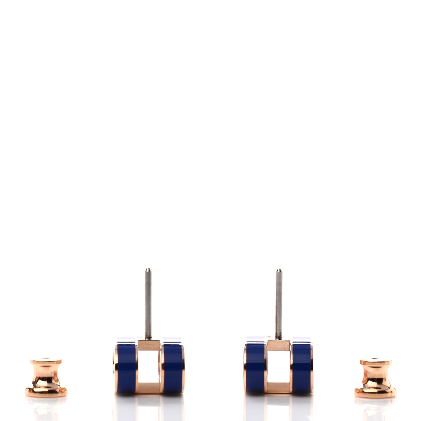 Rose Gold Lacquered Pop H Earrings Navy Bleu