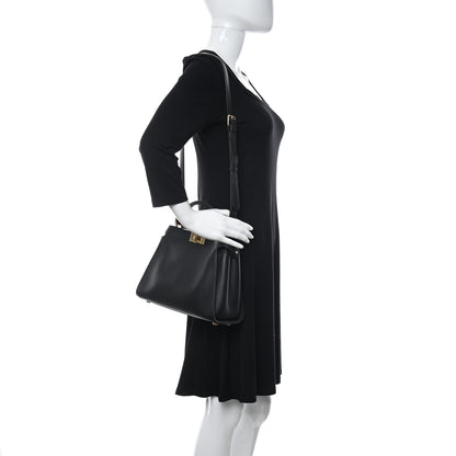 Fendi Vitello Tahiti Burro Medium Peekaboo Iconic Essentially Satchel Black Corda 2 of 11